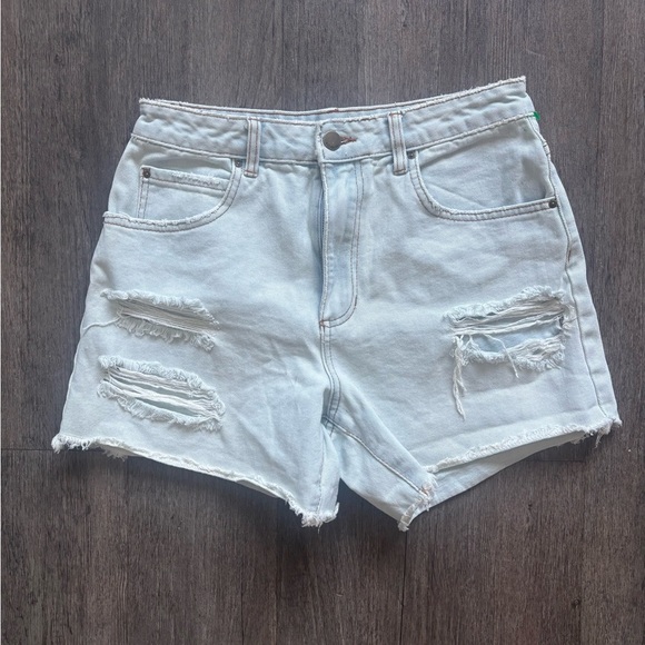 Billabong Light Blue Distressed Jean Shorts - Picture 1 of 5